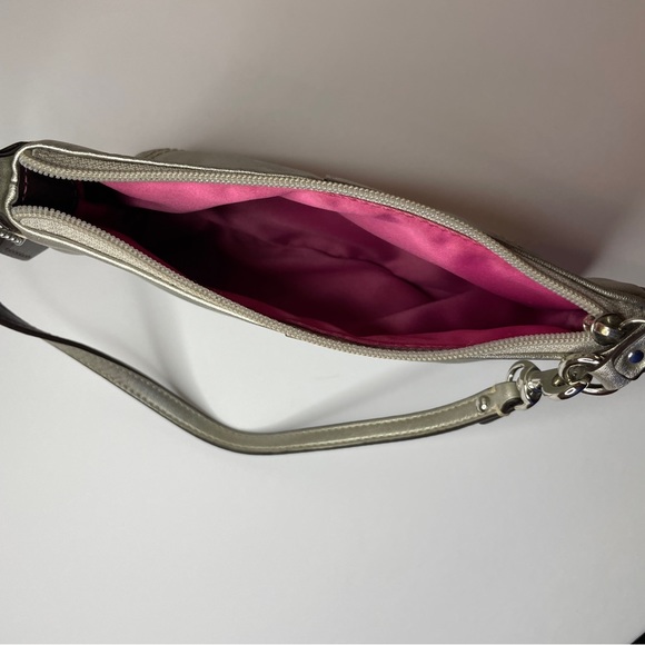 Coach Silver Wristlet with Pink Lining - Picture 5 of 8